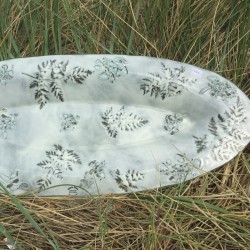60 cm ovalt glasfad - hvidt