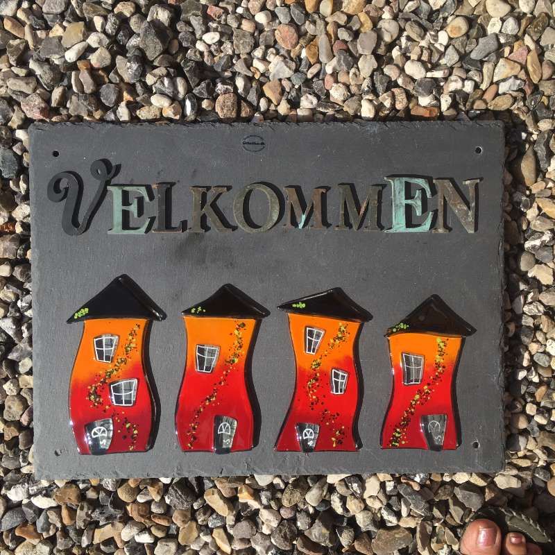 copy of Stort Velkommenskilt med antikke bronzebogstaver - RØD