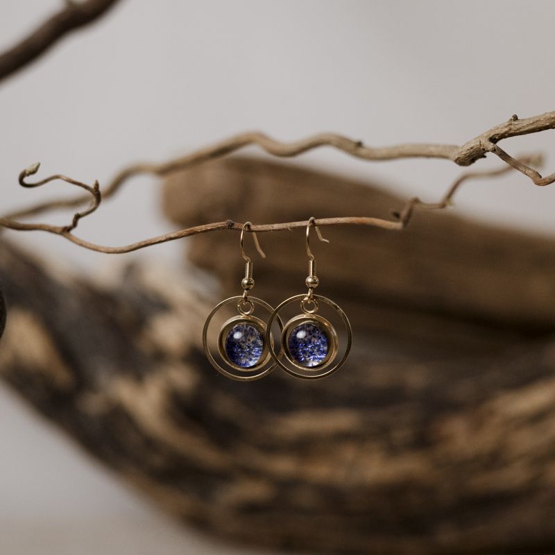 Cirkel Øreringe Guld & Glas - Blå
