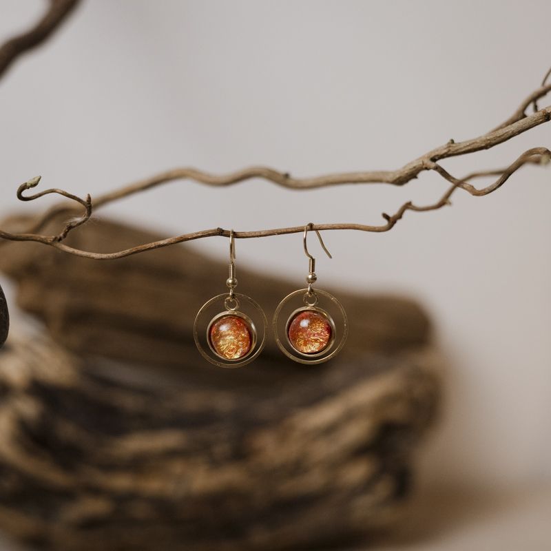 Cirkel Øreringe Guld & Glas - Rød