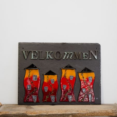 velkommenskilt med glas